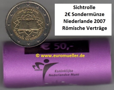 Rolle 2 Euro Sondermünze Niederlande 2007 Röm. Verträge