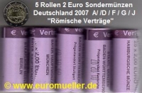 5 Rollen 2 Euro Sondermünze Deutschland 2007 Röm. Verträge