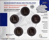 5x 2 Euro Sondermünze Deutschland 2008 bu. (Hamburg)
