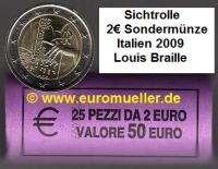 Rolle 2 Euro Sondermünze Italien 2009 Braille