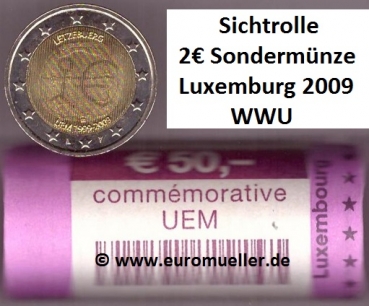 Rolle 2 Euro Sondermünze Luxemburg 2009 WWU