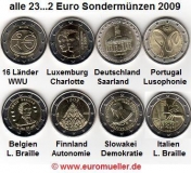 23x 2 Euro Sondermünzen 2009