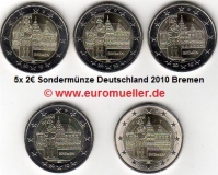 5x 2 Euro Sondermünze Deutschland 2010 (Bremen)