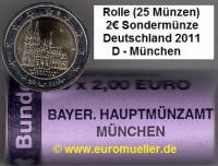 Rolle -D- 2 Euro Sondermünze Deutschland 2011 NRW