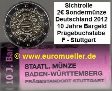 Rolle -F- Deutschland 2 Euro Sondermünze 2012 Bargeld