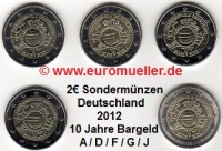 5x 2 Euro Sondermünze Deutschland 2012 Bargeld ADFGJ