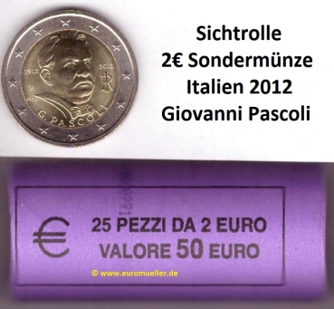 Rolle 2 Euro Sondermünze Italien 2012 Pascoli
