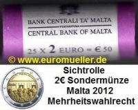 Rolle 2 Euro Sondermünze Malta 2012 (Mehrheitswahlrecht)