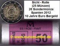 Rolle 2 Euro Sondermünze Spanien 2012 Bargeld
