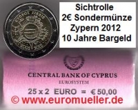 Rolle 2 Euro Sondermünze Zypern 2012 Bargeld