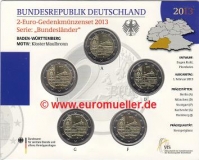 5x 2 Euro Sondermünzen Deutschland 2013 Maulbronn stgl./bu.