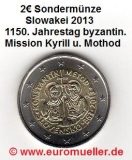 2 Euro Sondermünze Slowakei 2013 1150. Jahrestag byzant. Mission