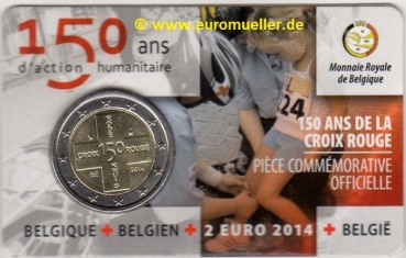2 Euro Sondermünze Belgien 2014 bu. Rotes Kreuz - wallonisch