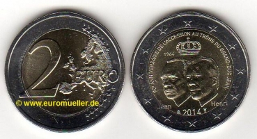 2 Euro Sondermünze Luxemburg 2014 Thronbesteigung Jean