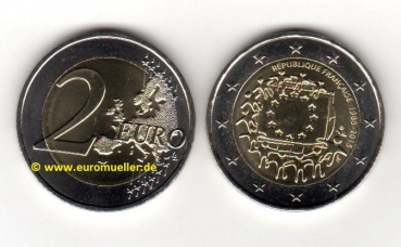 2 Euro Sondermünze Frankreich 2015 Flagge