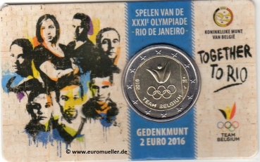 2 Euro Sondermünze Belgien 2016 Olympia CC fläm.