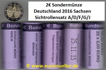 5 Rollen Deutschland 2 Euro Sondermünze 2016