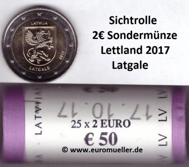 Rolle 2 Euro Sondermünze Lettland 2017 Latgale