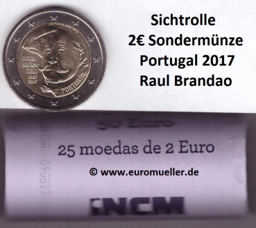 Rolle 2 Euro Sondermünze Portugal 2017 Brandao