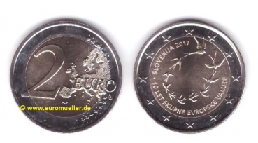 2 Euro Sondermünze Slowenien 2017 10 Jahre Euro
