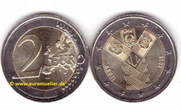 2 Euro Sondermünze Estland 2018 Baltische Gemeinschaftsausgabe
