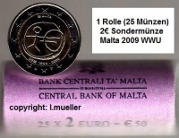 Rolle 2 Euro Sondermünze Malta 2009 (WWU)