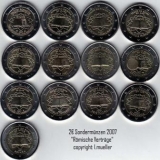 13x 2 Euro Sondermünzen 2007 Röm. Verträge