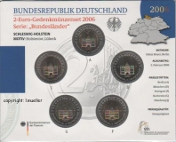 5x 2 Euro Sondermünze Deutschland 2006 bu. (Schlesswig-Holstein)