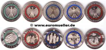 5x 10 Euro Gedenkmünze Deutschland 2022-2026