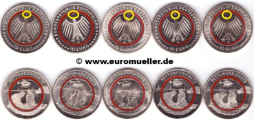 5x 10 Euro Gedenkmünze Deutschland 2026 Rettungsdienste