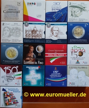 Italien Sammlung 2 Euro Sondermünzen 2014 - 2022 PP.