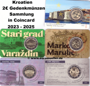 Kroatien Sammlung 2 Euro Sondermünzen 2023 - 2025 bu. CC