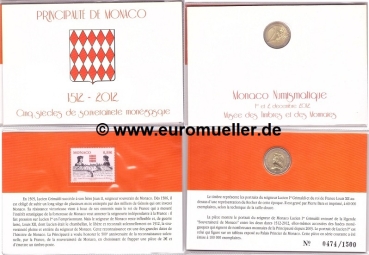 2 Euro Sondermünze Monaco 2012 Lucien mit Briefmarke