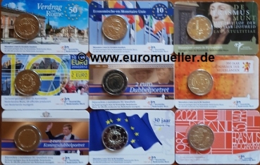 Niederlande Sammlung 2 Euro Sondermünzen 2007-2022 bu. in Coincard