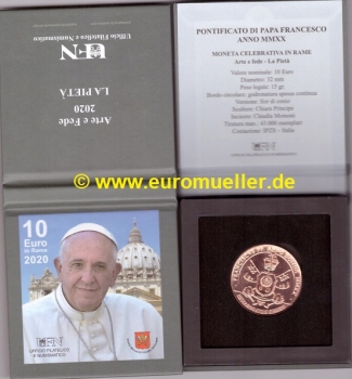 Vatikan 10 Euro Gedenkmünze 2020 in Rame in Box