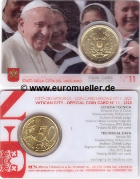 Vatikan 50 Cent 2020 Coincard No.11