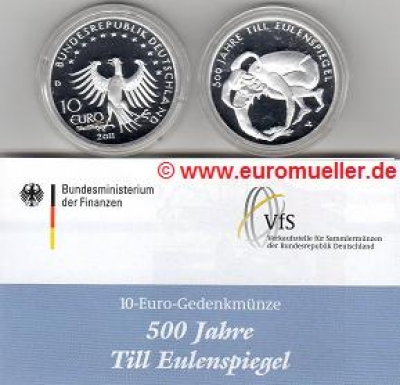 10 Euro Gedenkmünze Deutschland 2011 Till Eulenspiegel PP