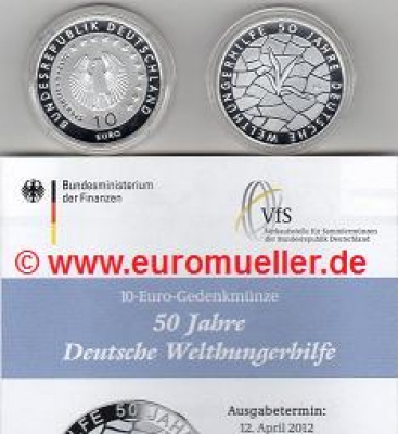 10 Euro Gedenkmünze Deutschland 2012 Welthungerhilfe PP