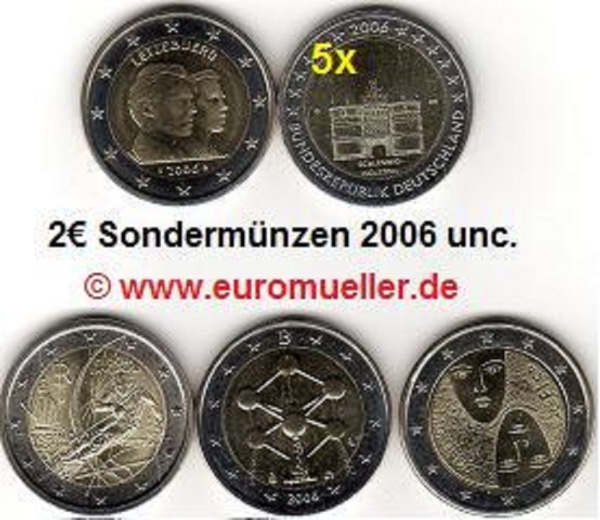 9x 2 Euro Sondermünzen 2006