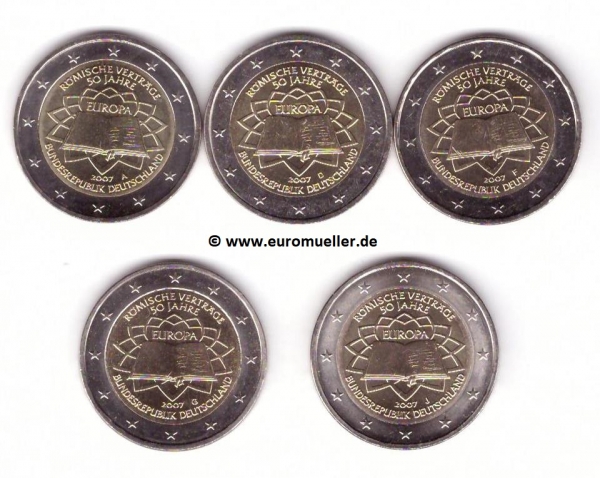 5x 2 Euro Sondermünze Deutschland 2007 RV