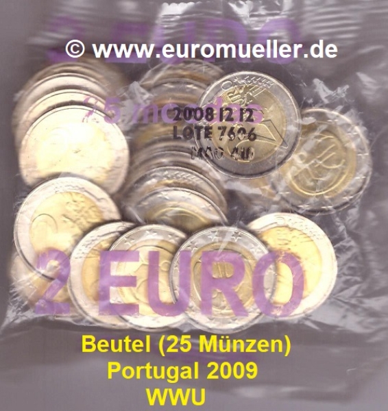 Beutel 2 Euro Sondermünze Portugal 2009 WWU