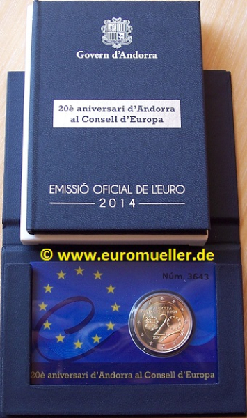 2 Euro Sondermünze Andorra 2014 Europarat PP