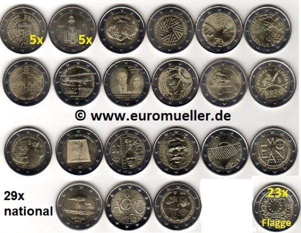 52x 2 Euro Sondermünzen 2015 komplett