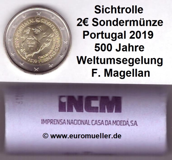 Rolle 2 Euro Sondermünze Portugal 2019 Magellan