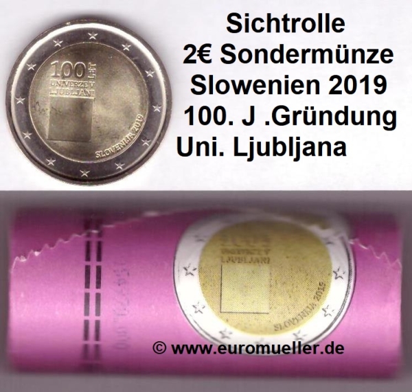 Rolle 2 Euro Sondermünze Slowenien 2019 Uni