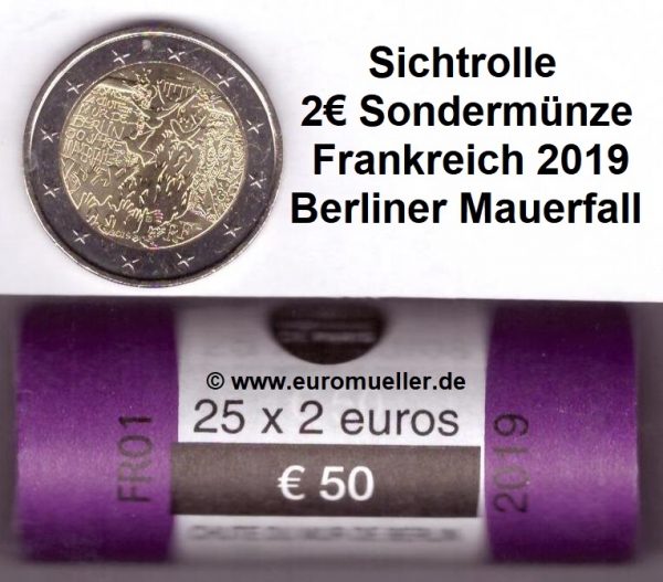 Rolle 2 Euro Sondermünze Frankreich 2019 Mauerfall