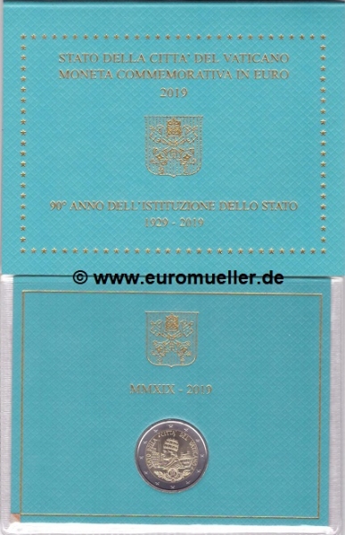 2 Euro Sondermünze Vatikan 2019 90 Jahre Vatikanstadt