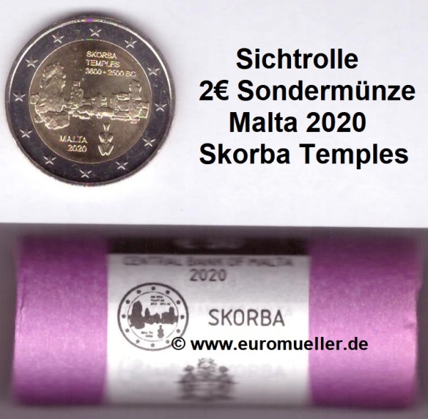 Rolle 2 Euro Sondermünze Malta 2020 Skorba