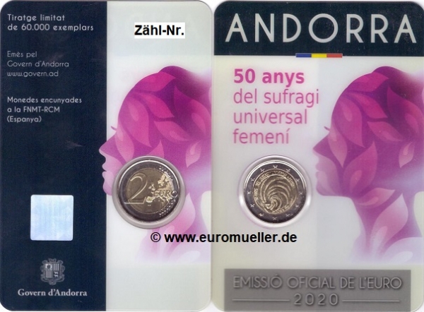 2 Euro Sondermünze Andorra 2020 - Frauenwahlrecht