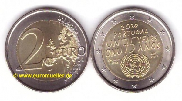 2 Euro Sondermünze Portugal 2020 UN